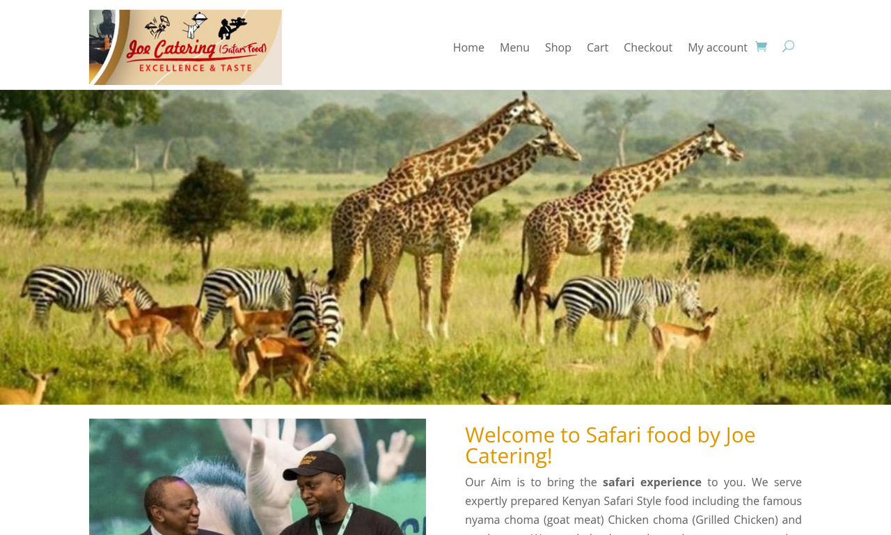 Earlier Safari Food homepage with shop-led navigation and wildlife imagery.