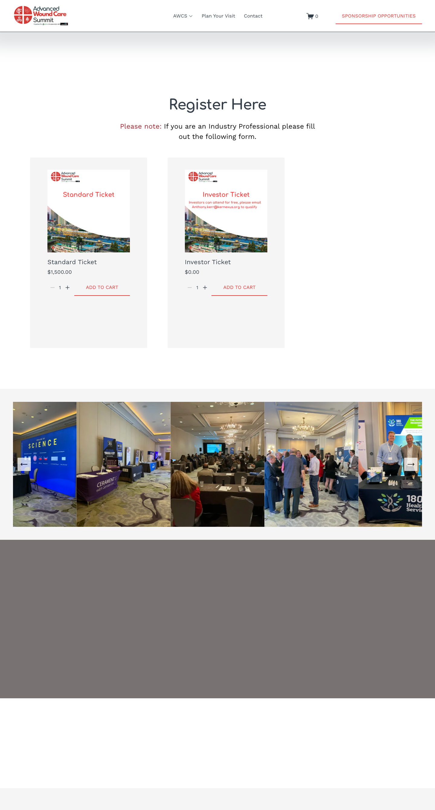 Earlier AWCS ticket page with Standard and Investor product tiles.